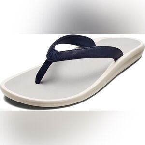 NWT-OLUKAI-Pi'oe Women's Beach Sandals,Water-Resistant-Navy blue and Grey-Size 6